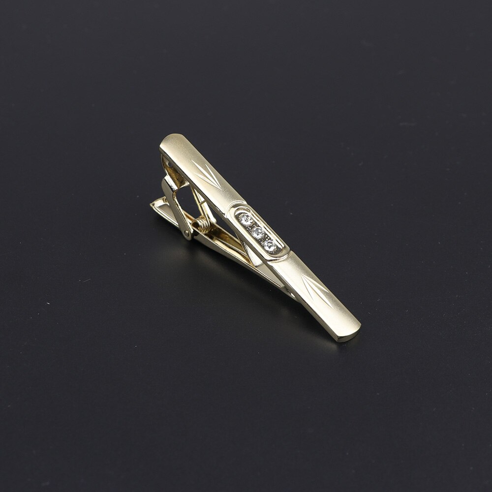 Slips klip klassisk trendy mænd guld krystal juvel metal mandlig business banket bar slips clips lås tilbehør: 3
