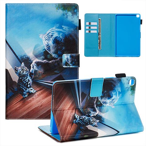 Tablet Case for Samsung Galaxy Tab A 8.0 SM-T290 SM-T295 - Leather with Animal Print & Shockproof TPU Back