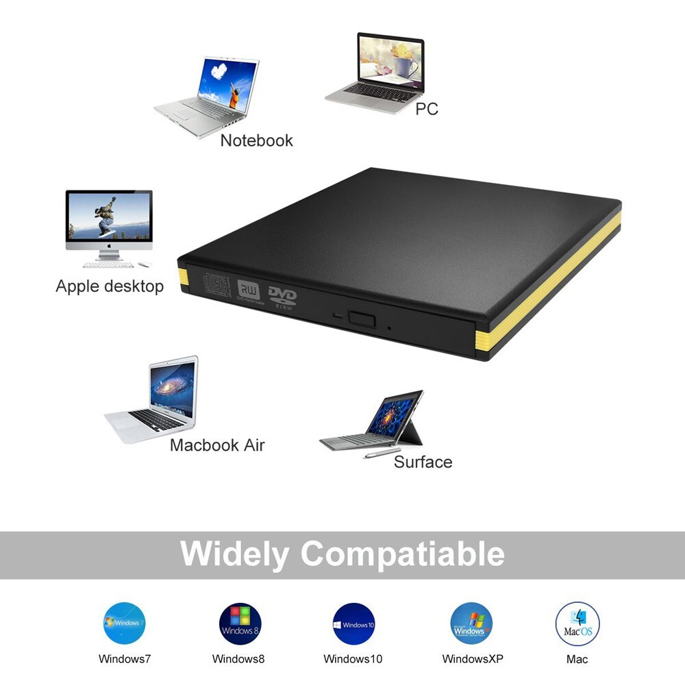 Externe USB 3.0 High Speed Slim DVD-Brander Optische Drive Voor Windows XP/7/8/10 Laptop MAC OS Elke laptop desktop