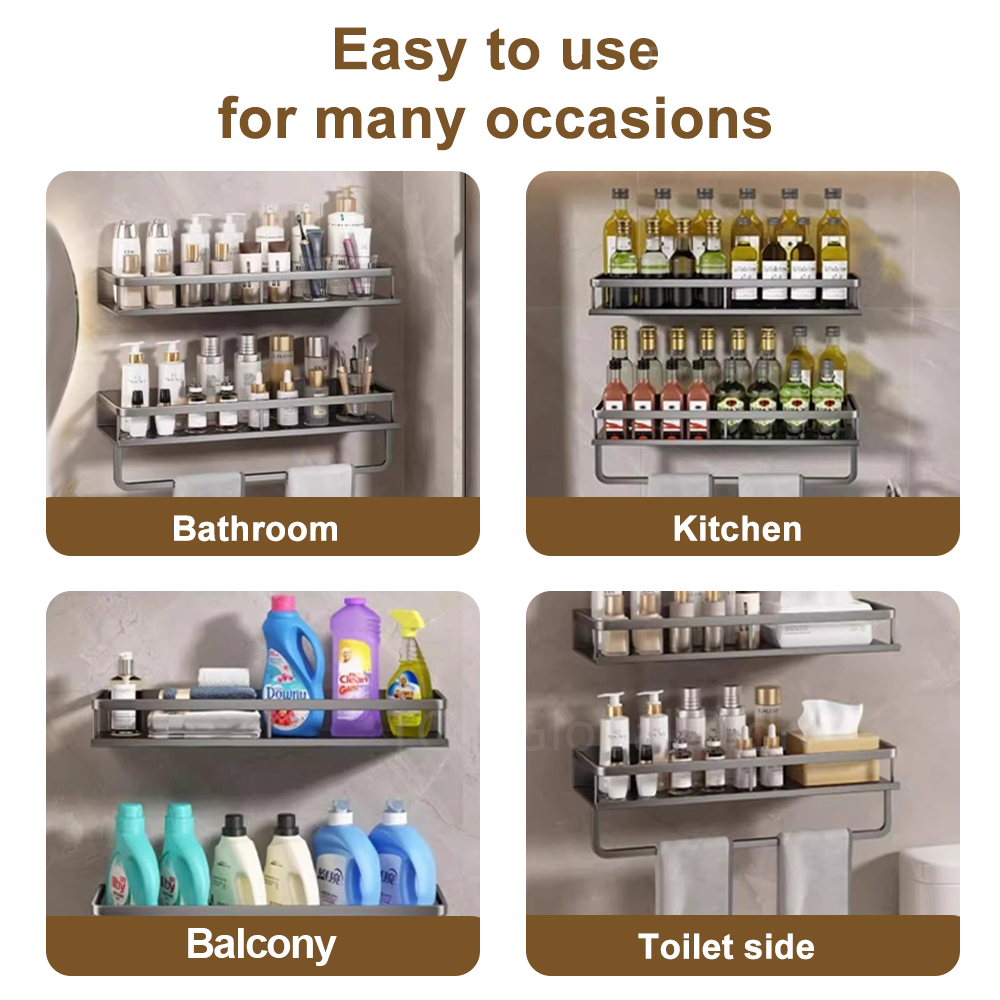 1/2 Stuks Geen Punch Kruidenrek Wandmontage Keuken Spice Organizer Met Haak Staaf Kruidenrek Spice Plank badkamer Keuken Plank