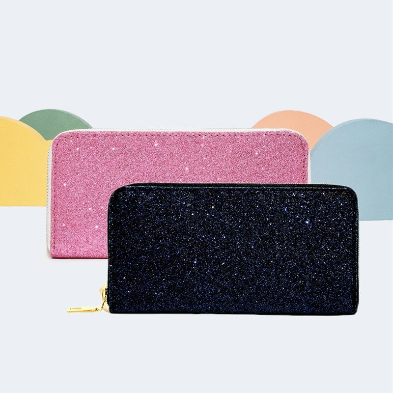 Mode Dames Rits Portemonnee Grote Capaciteit Glitter Clutch Bag Vrouw Pu Lederen Portemonnee Mode Vrouwelijke Telefoon Tas