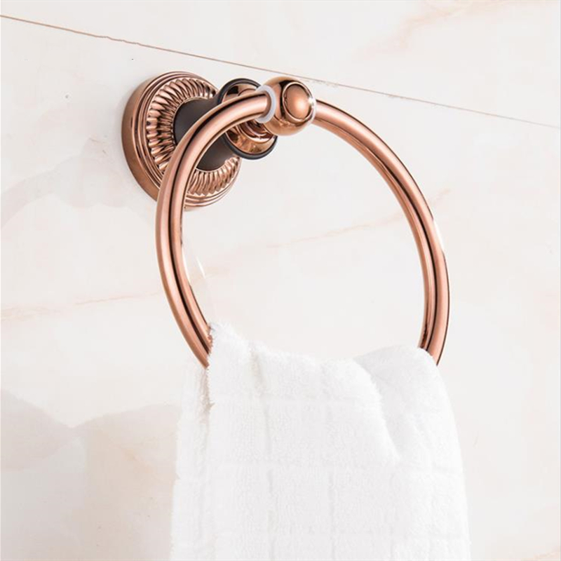 304 Stainless Steel Rose Gold/Gold Towel Ring Towel Hanging Ring Round Simple European Bathroom Accessories