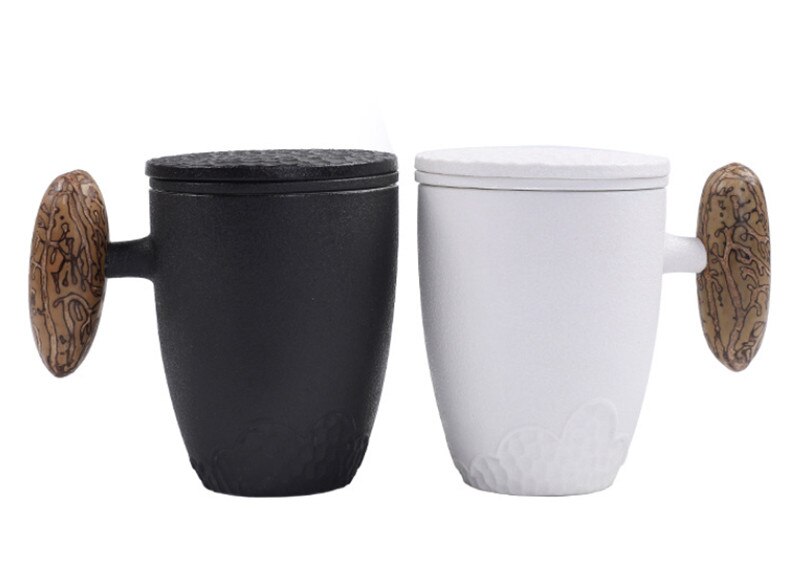 Ceramic coffee mug with lid handle tea making portable cup business office custom kettle