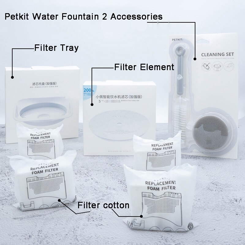 Petkit filterenheder til eversweet 2 og eversweet 3 vand springvand, udskiftningsfiltre  (5 stk.), rengøringssæt til kæledyr