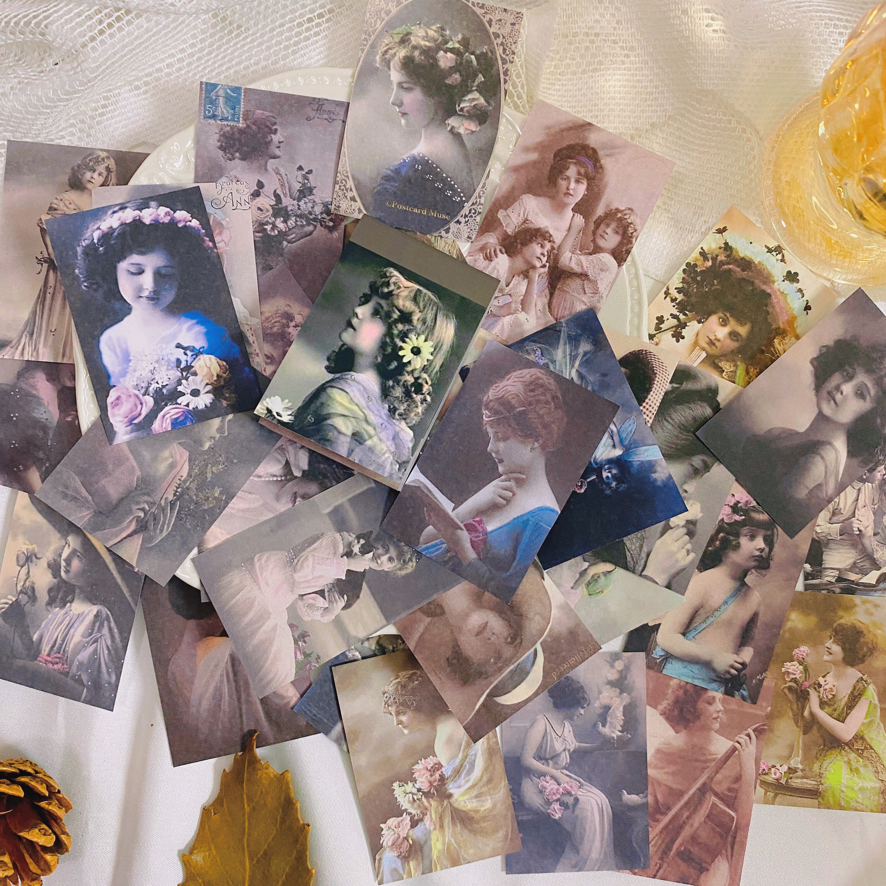 100 stk vintage sød pige gammelt fotomateriale diy scrapbog base collage tag. dagbogsdekorationsmateriale papir: Default Title