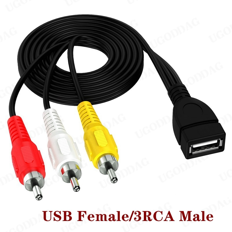 Adaptador USB macho a 3 RCA hembra, convertidor de Audio, Cable de vídeo AV A/V, Cable USB a RCA para HDTV, TV, Cable de televisión, 1 ud.: Naranja / 1,8 m