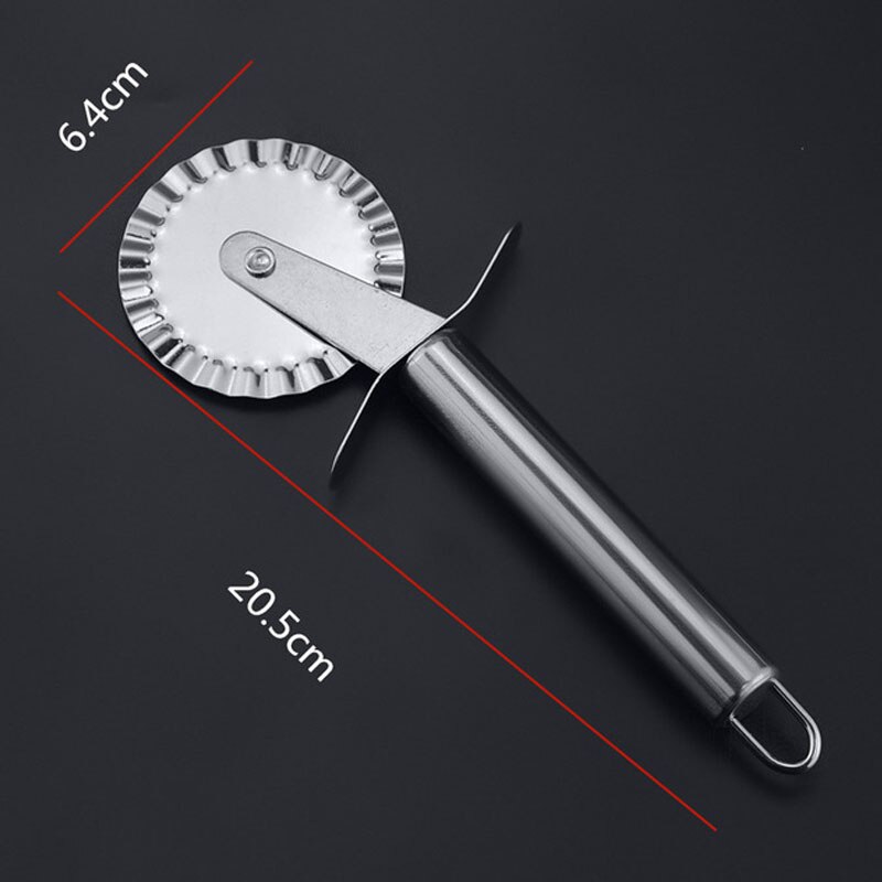 4 mønstre dobbelt rulle pizza kniv skærer rustfrit stål wienerbrød pasta dej crimper køkken pizza værktøj bage tilbehør: D