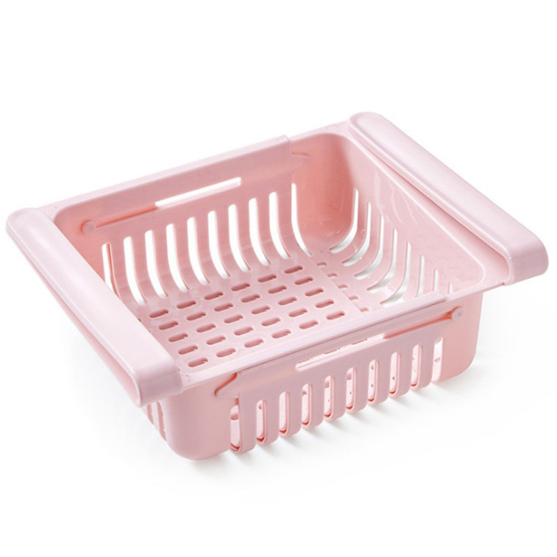 1 pièce de support de rangement multicolore pour tiroir de réfrigérateur de cuisine, support de rangement en plastique pour la maison: Rose