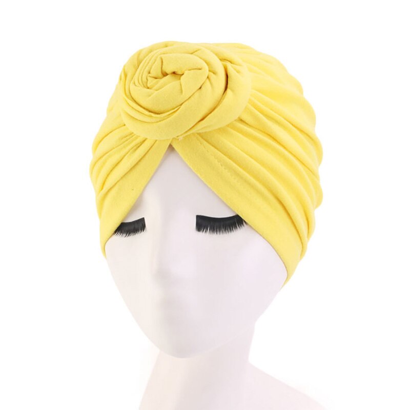 mujer europeo y americano Popular Donut turbante Color puro bola sombrero gorro de quimioterapia para Spa baño sombreros