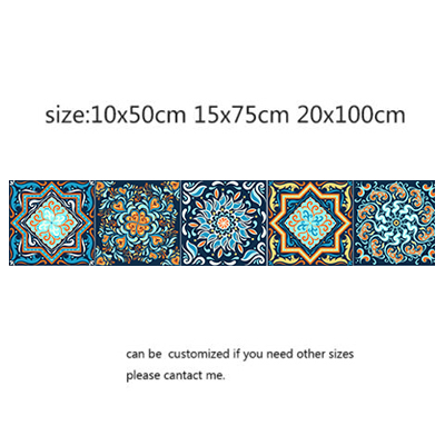 Mandala autoadhesivo árabe, pegatinas de pared, Anti aceite, impermeable, azulejos de imitación, cocina, decoración de baño, arte de pared: 2 / 10x50cm