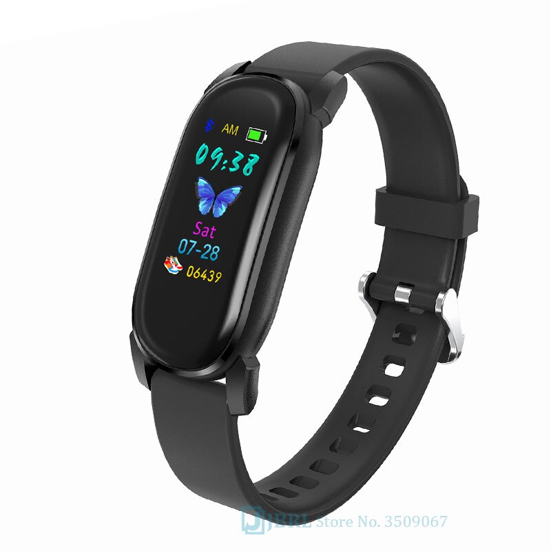 Temperatura Intelligente Banda Delle Donne Degli Uomini Braccialetto Intelligente Inseguitore di Fitness Per Android IOS Smartband Top di Lusso Intelligente Wristband della Fascia di Polso: silicone black