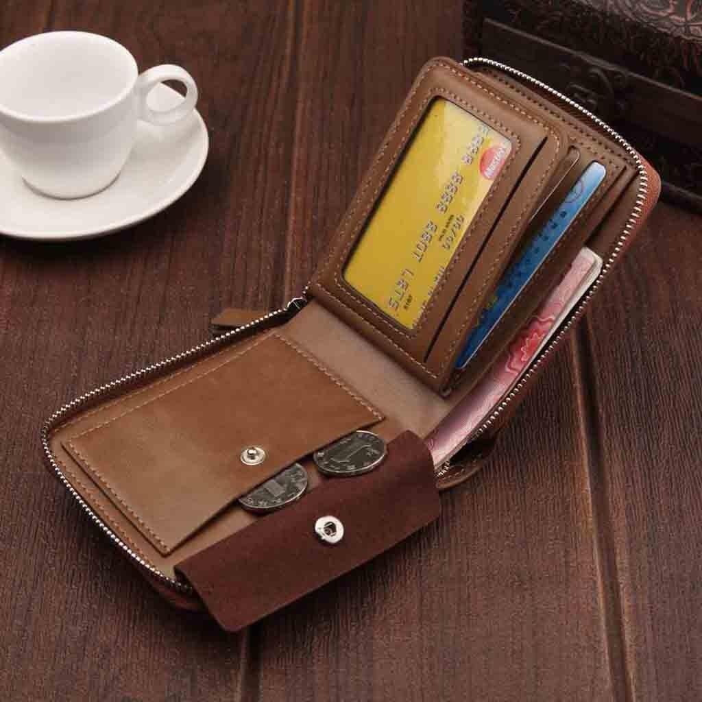 Bolsa da Carteira dos homens Curto Carteira Zíper Retro Multifunções Grande Capacidade Coin Purse cartão carteira кошелек женский кожа #20