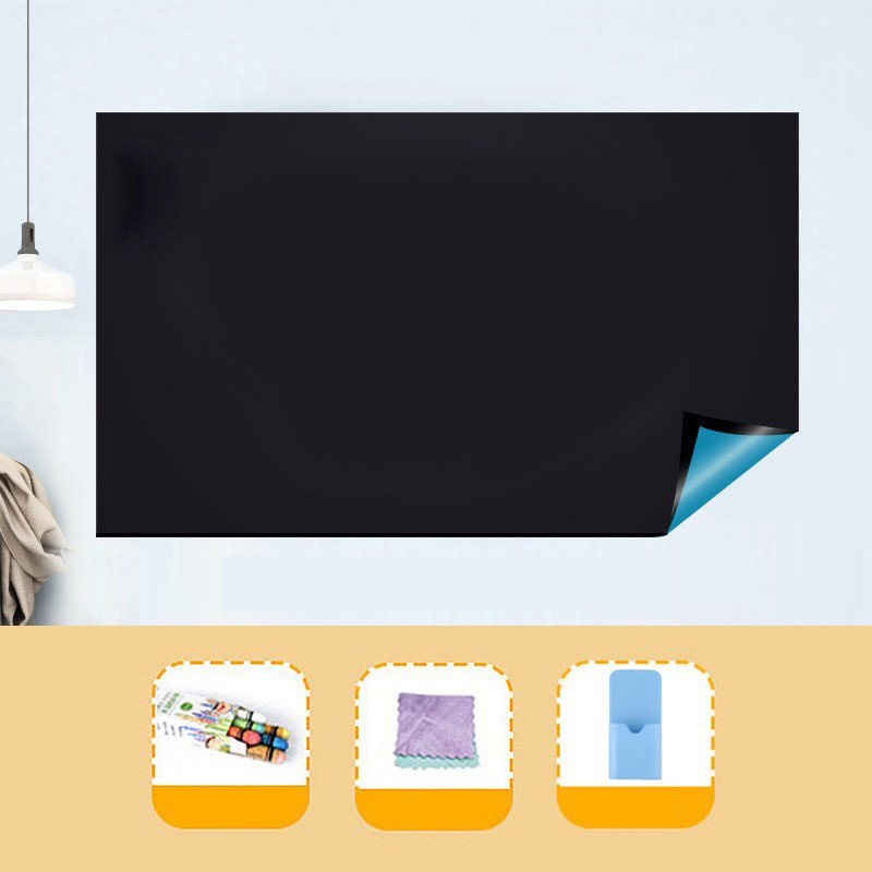 Papel de contacto de pizarra magnética para pared, pared de pizarra autoadhesiva despegable y adhesiva, hoja magnética ligera, azul, rosa, gris: 79*48 pulgadas / Negro