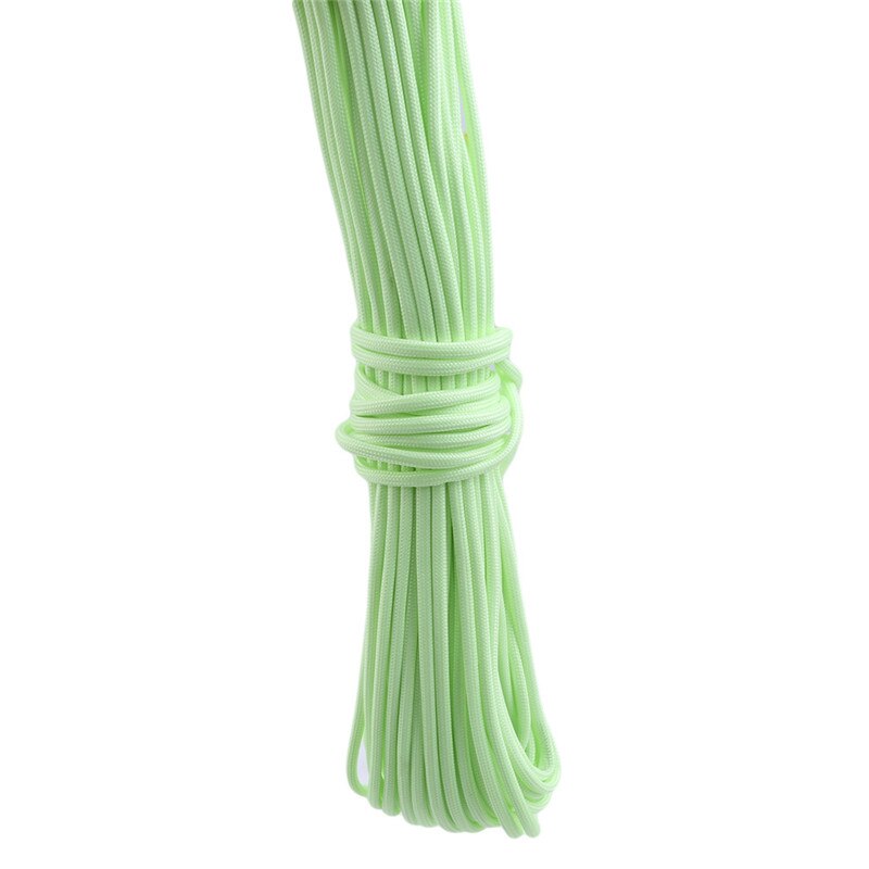 20m 9 Strands Bright Luminous Cord Nylon Parachute Rope For Outdoor Climbing Camping Buckle Rope Soild Color Tent Rope: green