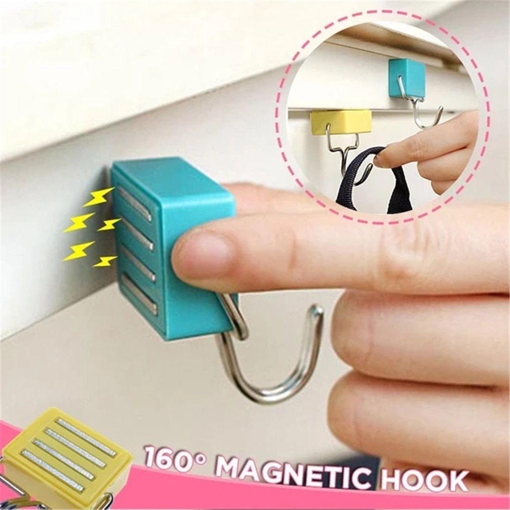 30 ^ 180 ° magnetisk krog nøgleholder væg hjem med klistermærker, der er stærke, stærke til køleskabsbøjle utilidades do lar