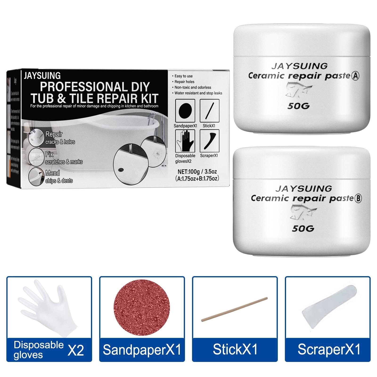 Tile repair paste AB set repair bathtub toilet crack hole debris scratch marble adhesive