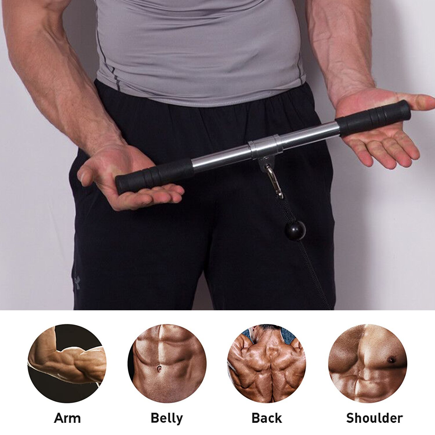 LAT Pull Down Bar Gym Rotating Straight Bar for Cable Machine Attachments Rowing Workout Biceps Strengthen Training Equipment