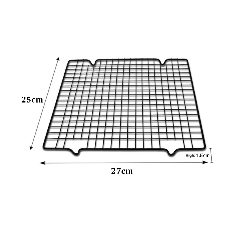 Grille métallique en acier inoxydable, plateau de refroidissement, support pour gâteaux, four, cuisine, cuisson de Pizza, pain, Barbecue, biscuits, étagère: Black S