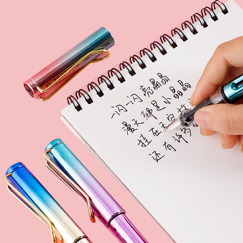 Pluma estilográfica de lujo para oficina y negocios, suministros de papelería escolar para estudiantes, con plumillas de tinta, 777 colores mezclados