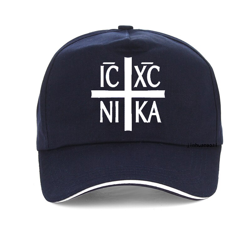 Ic xc nika ortodokse symbol print baseball cap sjove mænd hip hop cap sommer justerbare mænd kvinder snapback hat gorras hombre: Marine blå