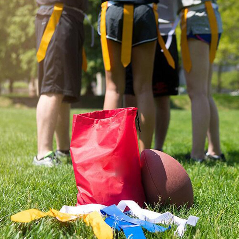 8 Pcs American Football Waist Belt Type Flag Rugby Training Ribbon Game Streamer Label Webbing Sign with 4 Dish Plate Cone Obsta