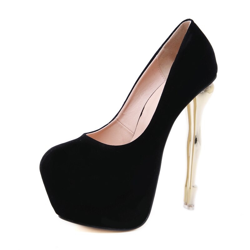 16cm Heel Ladies Pumps Red High Heel Shoes Strange Heel Platform Shoes Women Shoes Pumps Black Round Toe High Heels: black / 6