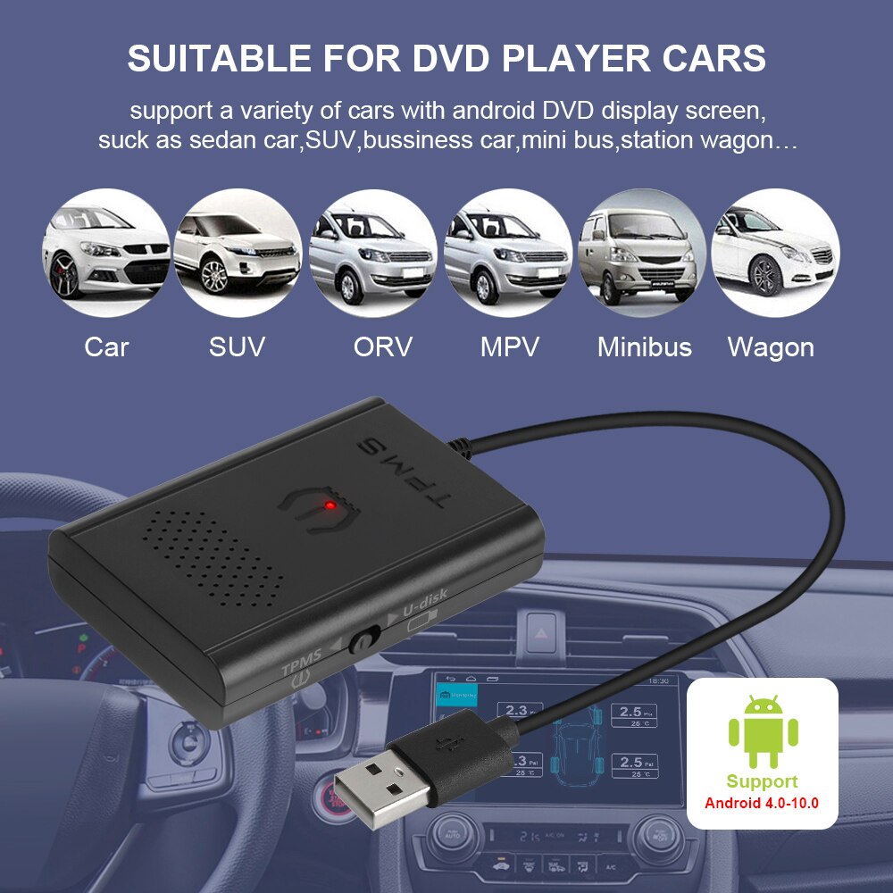 Android Tpms 4 Interne Externe Sensoren Usb Tpms Snesor Voor Auto Radio Dvd Gps Navigatie Speler Bandenspanningscontrolesysteem