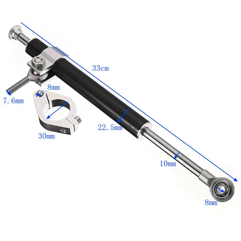1 pieza de amortiguador de dirección de motocicleta negro, horquilla estabilizadora, piezas de aluminio
