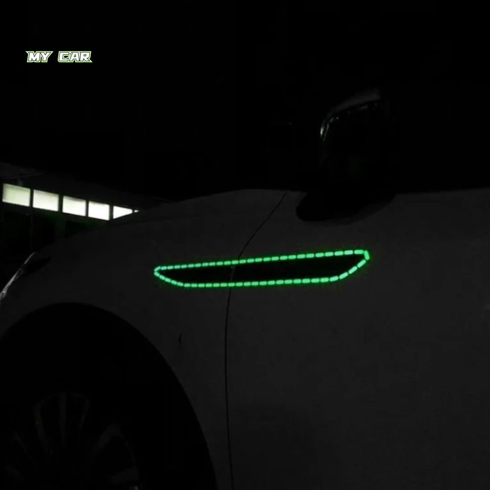 Reflecterende gestippelde lijnstickers Zelfklevende fluorescerende fluorescerende stickers Nachtelijke rijveiligheid DIY-versiering