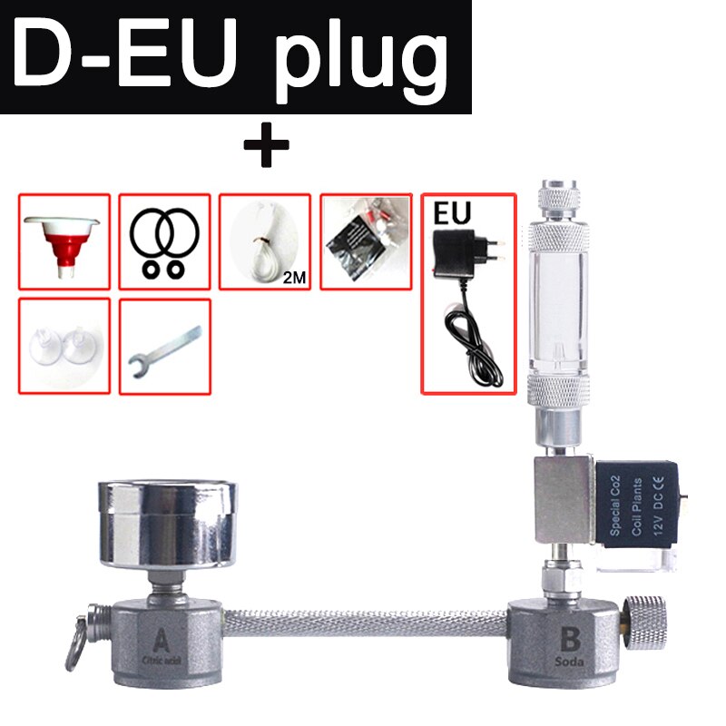Aquarium DIY CO2 generator, bubble counter diffuser with solenoid valve,carbon dioxide reactor kit for control of aquatic plants: D-EU plug