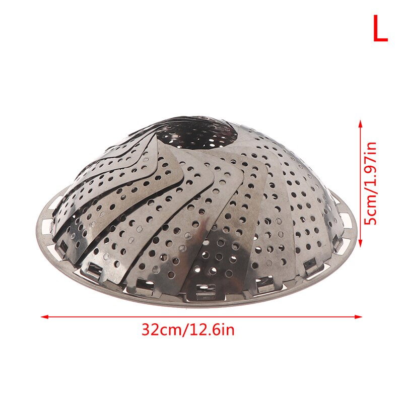 Cesta de vapor para comida al vapor, máquina para cocinar verduras, vaporera extensible, herramienta de cocina de acero inoxidable: L
