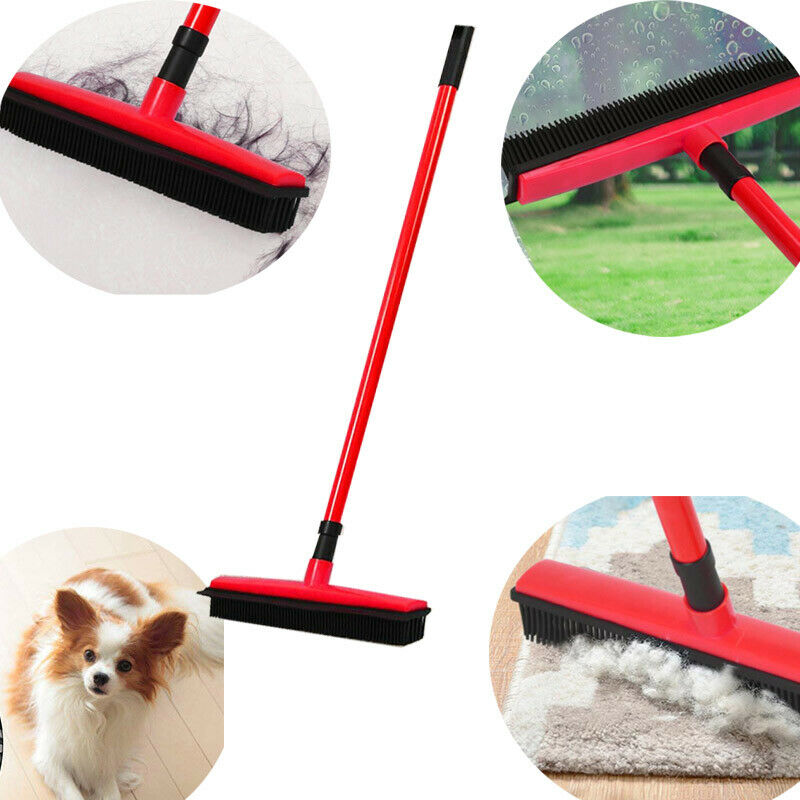 Balai à cheveux de plancher télescopique grattoir à poussière magique et brosse en caoutchouc pour animaux de compagnie
