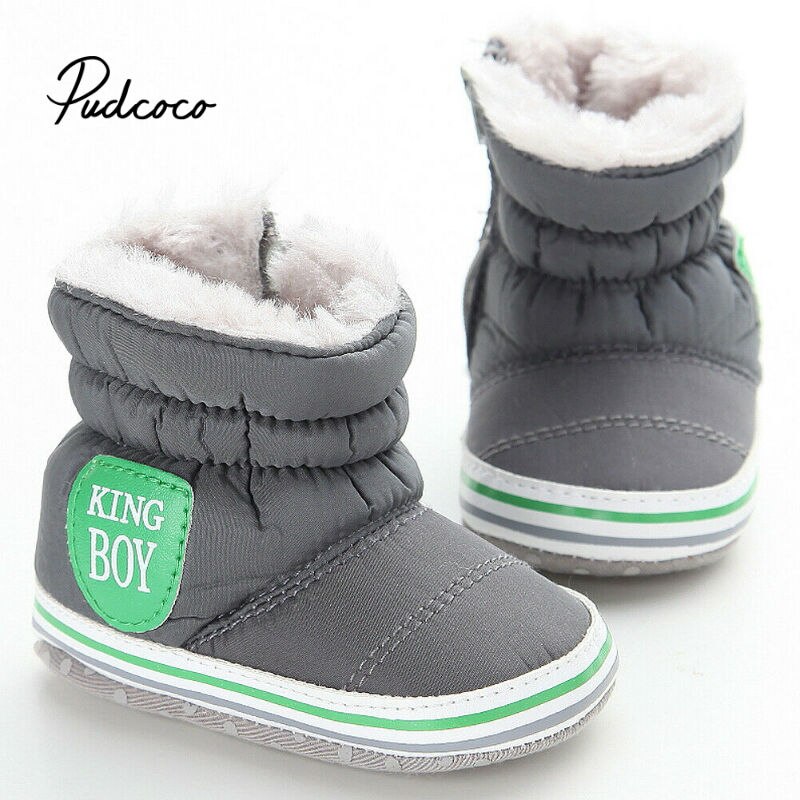 Pudcoco winter baby jungen schuhe winter kleinkinder warme schuhe Faux pelz mädchen baby booties Leder König Jungen Muster junge baby stiefel