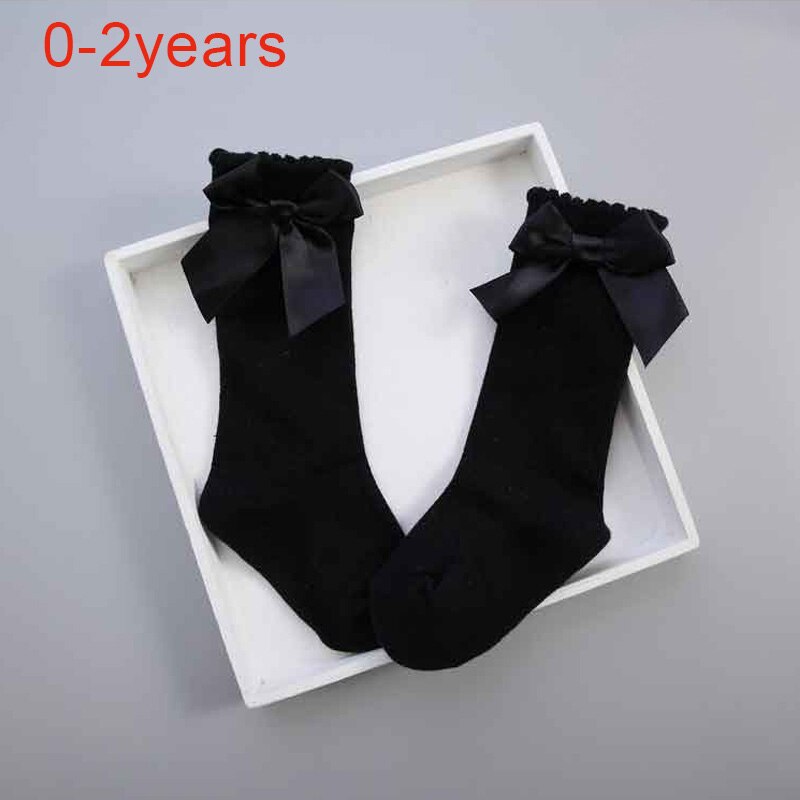 Schattige Prinses Baby Meisjes Sokken Kniehoge Met Boog Sokken Meisje Zoete Baby Sokken Lange Buis Sokken Kids Kinderen Been warmer Boot: black 0 to 2 years