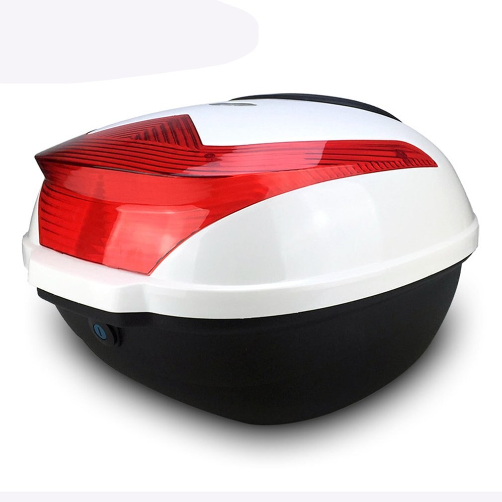 Große Kapazität Schwanz Box Elektrische Roller Stamm Motorrad Top Harte Fall Helm Lagerung Fall Gepäck Fall Mit Reflektierende Lampe: white
