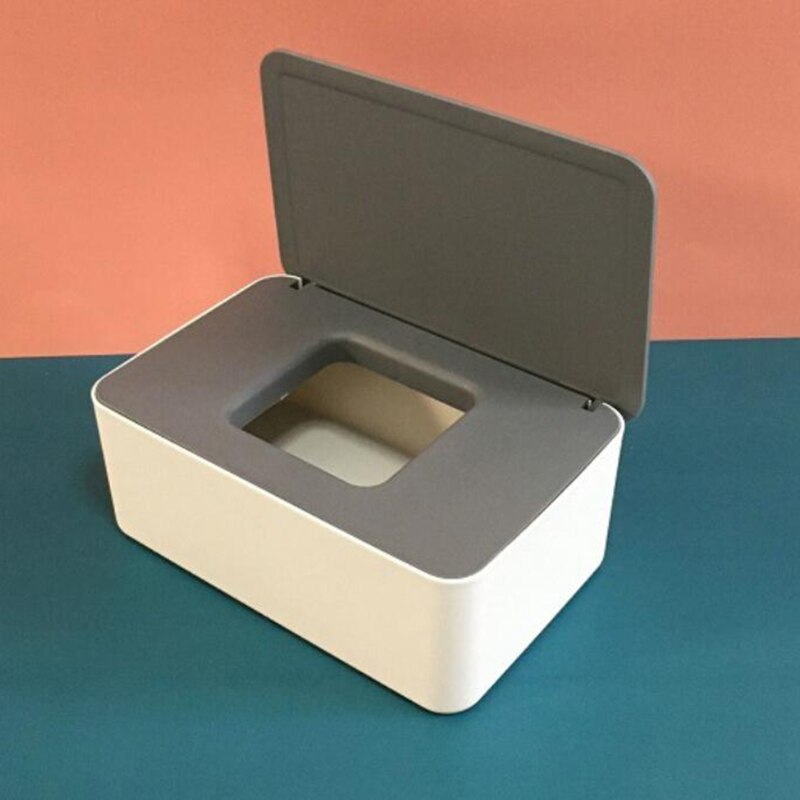 Natte Doekjes Dispenser Houder Met Stofdichte Cover Tissue Opbergdoos Voor Home Office Desktop Opslag Tissue Doos Masker Opbergdoos: White gray 1