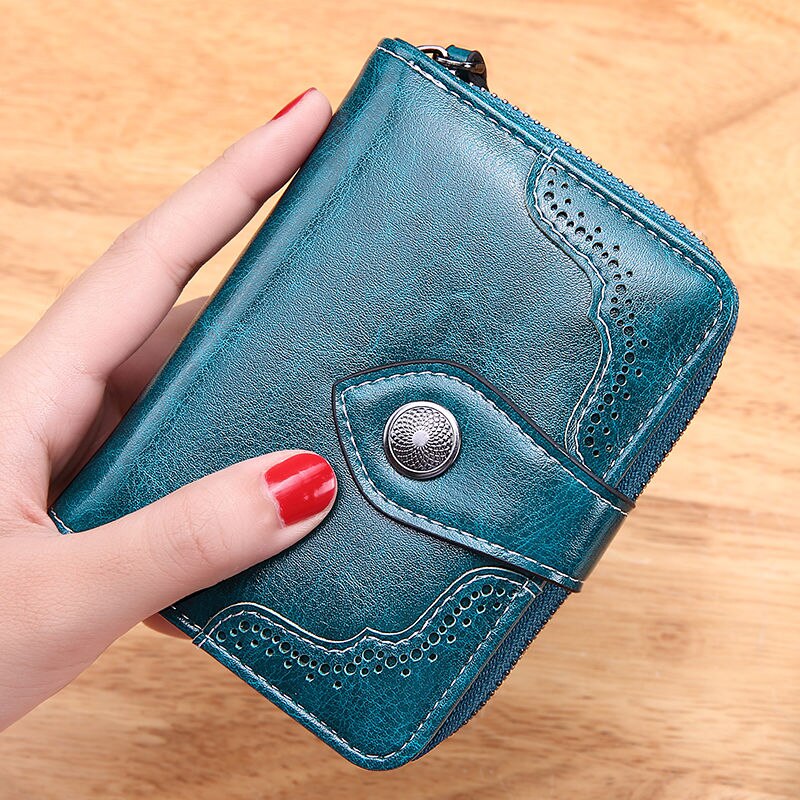 Portefeuille Femme Grande Capacité En Cuir PU Bleu Canard - Porte-Cartes, Porte-Monnaie Neuf