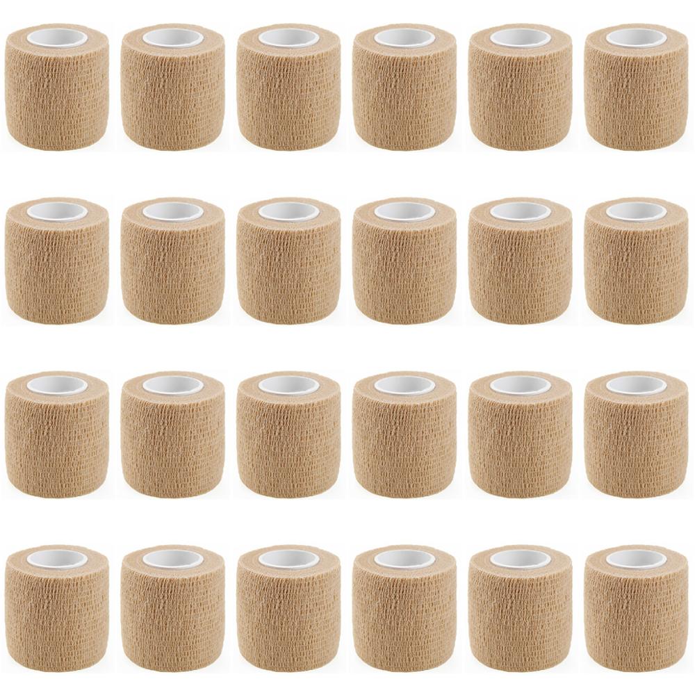 24 rolls Self Adhesive Bandage Wrap Cohesive Bandage Sports Tape Vet Wrap: Beige