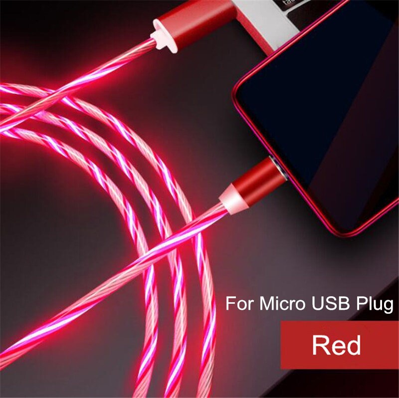 Colorful LED Light Magnetic Phone Cable Fast Charging: Red for Micro USB