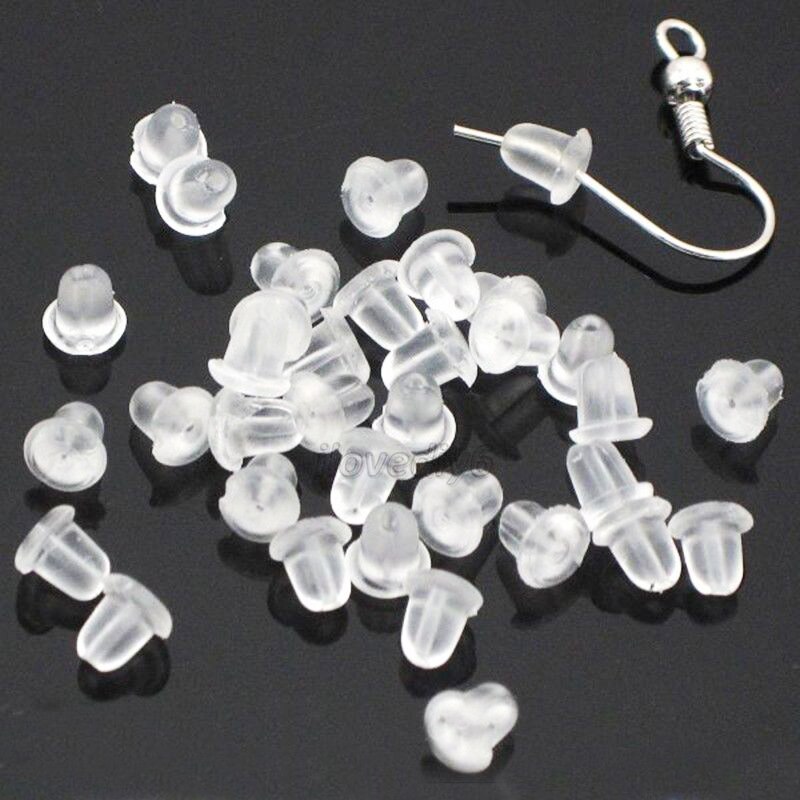 500PCS 4mm Half Transparent Rubber Earring Backs Hooks Stoppers Ear Post Nuts Findings Accessories For Making Earrings