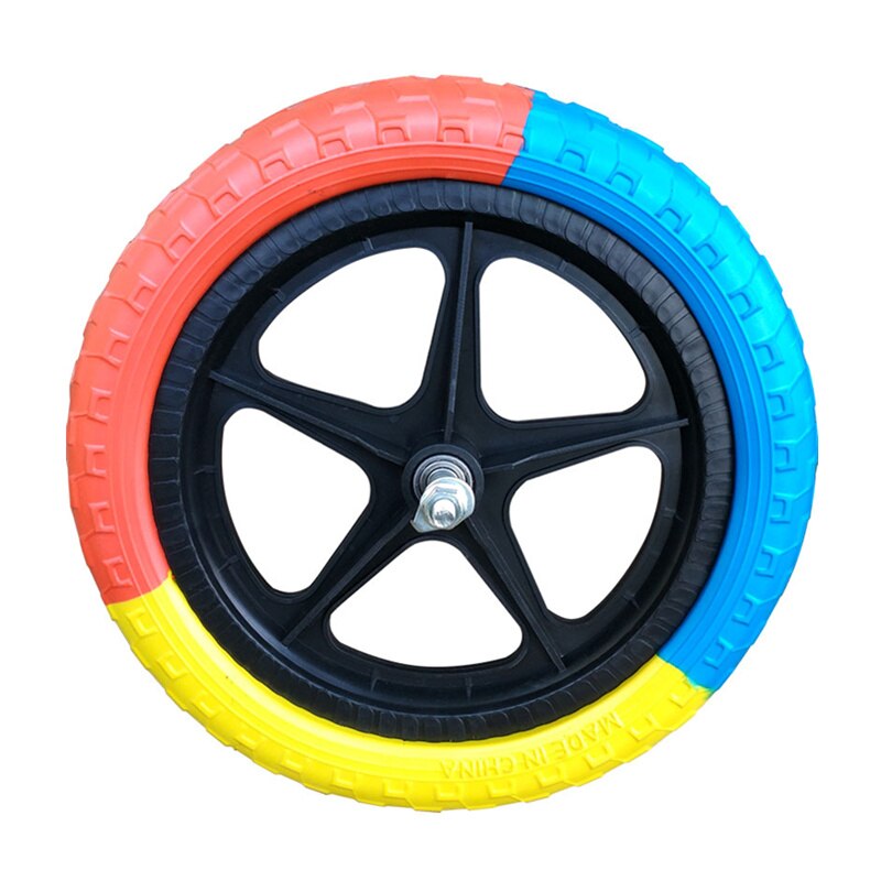 JayCreer 1PCS-Pack 12 Inches 5-Spoke EVA Soild Foam Wheels With Bearing For Kids Balance Bikes: Colorful BlackSpoke