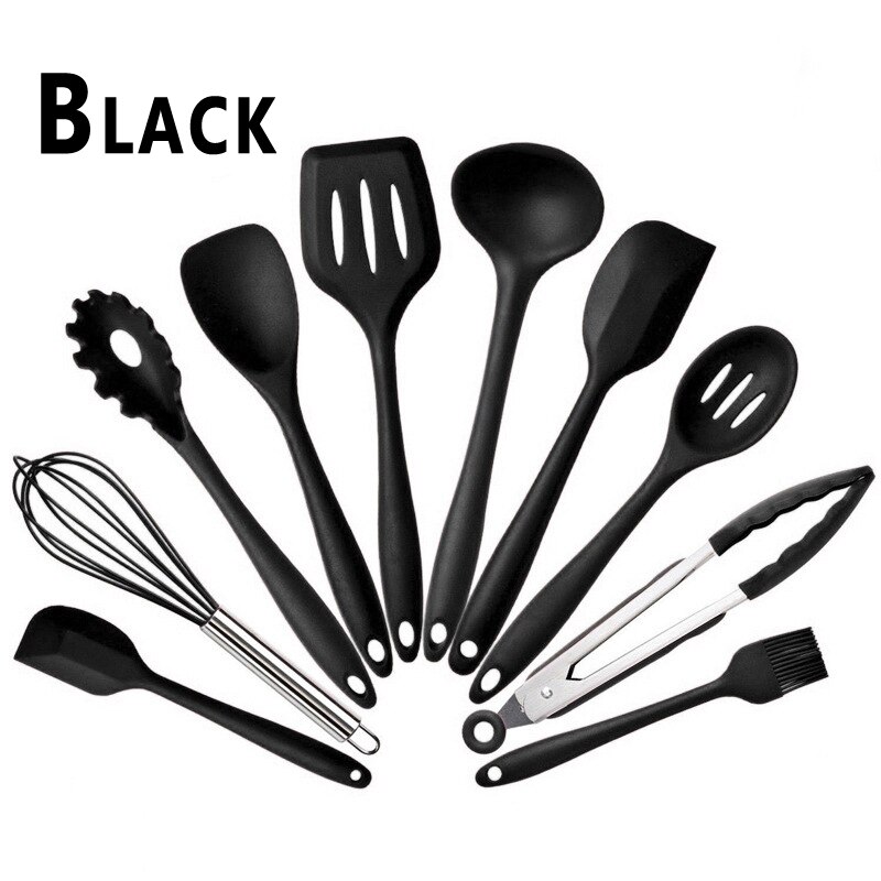 Kitchen Silicone Non-stick Cooking Spoon Spatula Ladle Egg Beaters Utensils Dinnerware Set Cooking Tools Accessories: Green