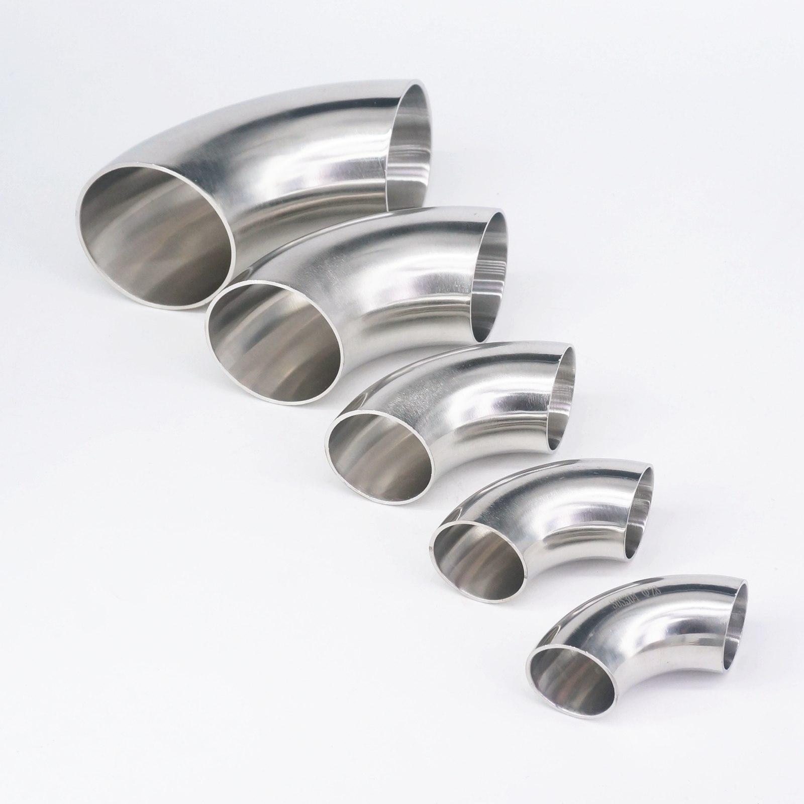 O/D 12,7/16/19/22/25/28/32/34/38/45/51-219mm, codo de acero inoxidable 304, accesorios de tubería de soldadura sanitaria de 90 grados