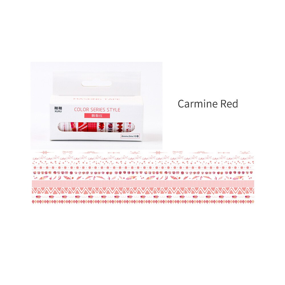 10Rolls Freash Washi Japanse Papier Tapes Afplakband Scrapbooking Tape Roll 8Mm 3 Meter/Roll Voor Diy decoratie Cadeaupapier: 7