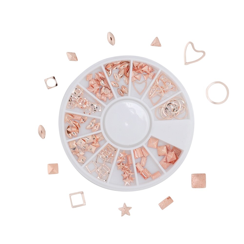 1Box Mini Heart Star Moon Gold Nail Art Glitter Metal 3D Frame Jewelry Epoxy Resin Mold Filling For DIY Crafts Making Decoration