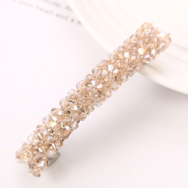 Qingwen 1Pcs Bling Crystal Hairpins Headwear for Women Girls Rhinestone Hair Clips Pins Barrette Styling Tools Accessories: champagne