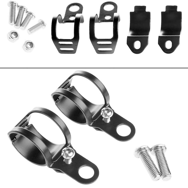 1 par lysbeslag tilbehør motorcykel universal blinklys holder til 30-45mm sorte gaffelklemme metal