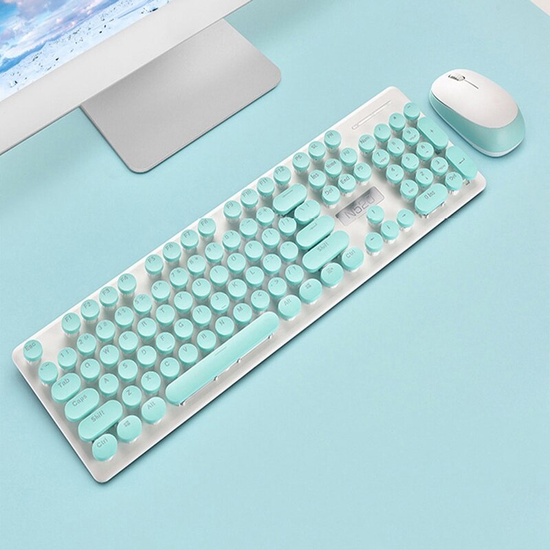 N520 Keyboard and Mouse Set, 2.4G Wireless Keyboard and Mouse, 104-Key Punk Retro Mechanical Feel Keyboard and Mouse