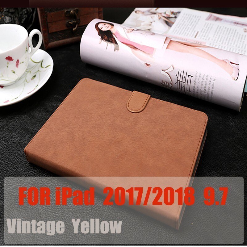 Coolaxy Scrub Pu Lederen Smart Case Voor Ipad Air 2 Air 1 Wakeup/Sleep Cover Case Voor Ipad Case 9.7 Voor 6th Generatie: Vantage Yellow2