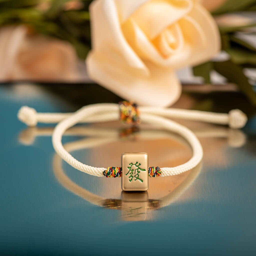 Mahjong caracteres chinos pulsera con colgante de esmalte de goteo de Metal pulseras de con dijes hechos a mano brazaletes al por mayor # XN004: Marrón rojizo